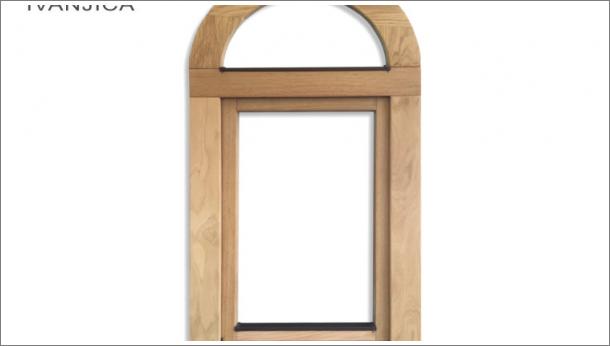 Ekskluzivna drvena stolarija, drveni jednokrilni prozor od lameliranog drveta sa poluokruglim fiksnim delom