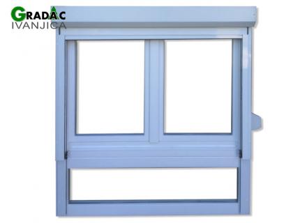 Drveni trokrilni prozor, euro falc 68, beli, sa aluminijumskom roletom i rolo komarnikom - Stolarija Gradac Ivanjica